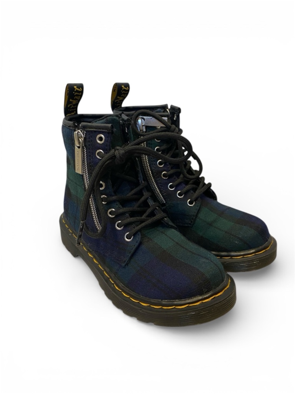 Dr. Martens Kids 1460 Zip Tartan Lace Up Boots - Size 12